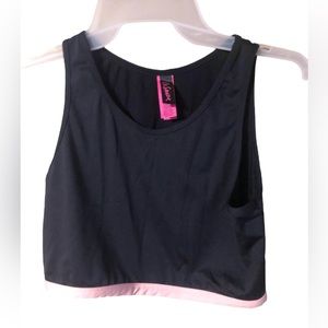 La Senza Black and Pink Crew Neck Sports Bra Crop Top Size XL